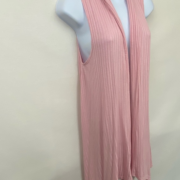 Supernova Pink Ribbed Open Long Vest Size M I-83 - Picture 2 of 11